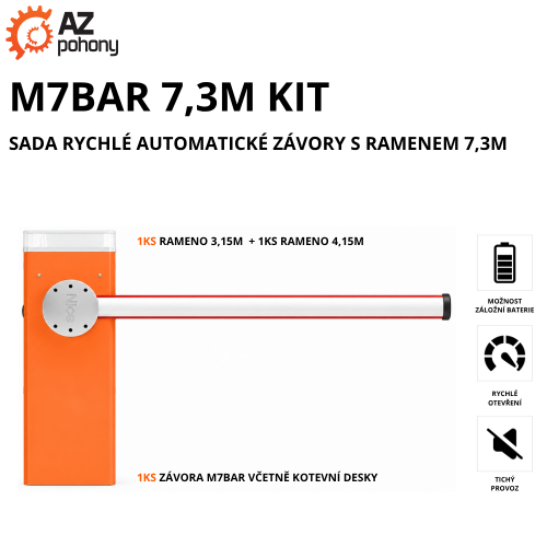 M7BAR 7,3M KIT - sada rychlé automatické závory s ramenem 7,3m